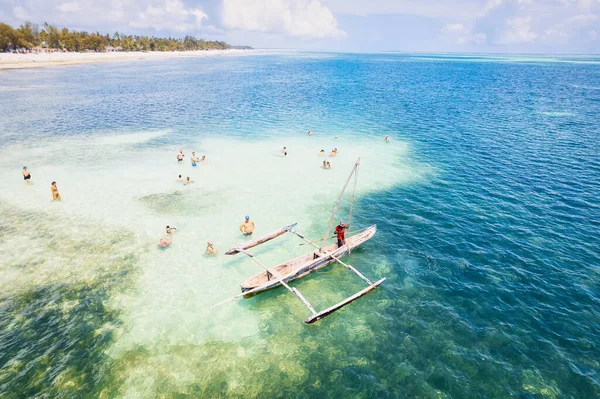 Повітряний Вид Узбережжя Острова Занзібар Можна Побачити Його Незайманими Пляжами — стокове фото