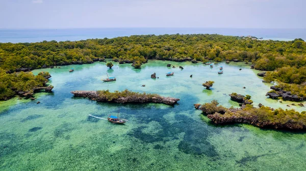 Isola Zanzibar Ospita Una Splendida Spiaggia Tropicale Che Toglierà Sicuramente — Foto Stock