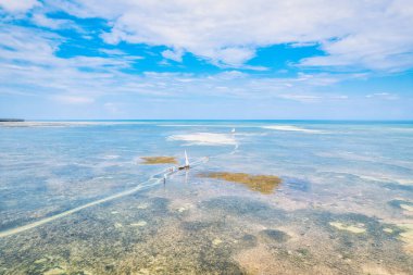 Zanzibar 'ın plajları, hava manzaralı, palmiye ağaçları, şemsiyeler, beyaz kumlar ve Hint Okyanusu' nun kristal berraklığında sularıyla birlikte, yaz tatili için mükemmel bir ortam sunuyor..