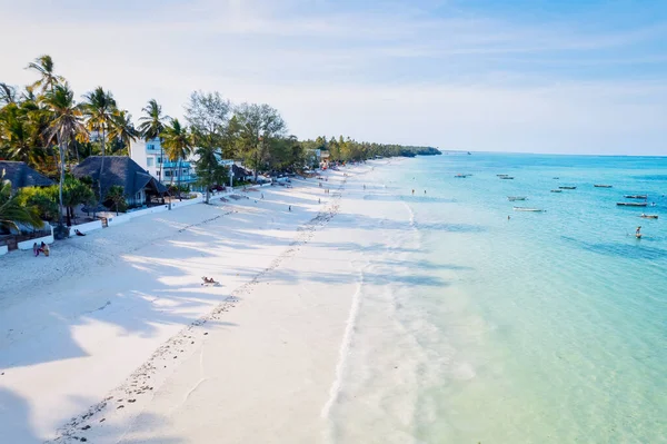 Vista Aérea Las Playas Zanzíbar Captura Esencia Paraíso Tropical Con — Foto de Stock