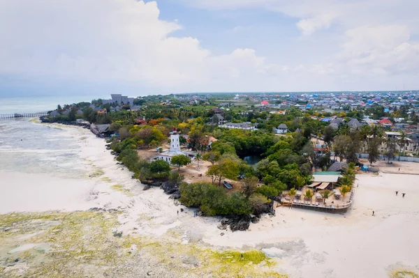 Eine Luftaufnahme Von Sansibars Sandstränden Fängt Die Essenz Eines Tropischen Stockbild