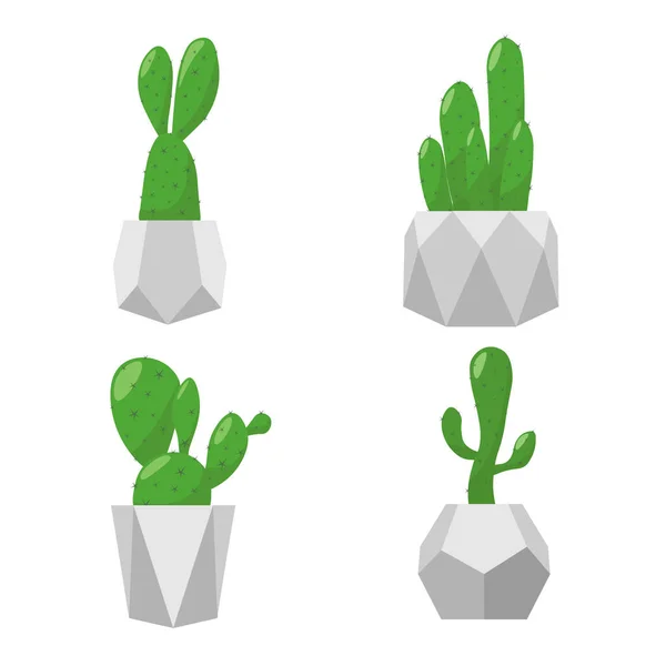 Cactus Dans Pot Béton — Image vectorielle