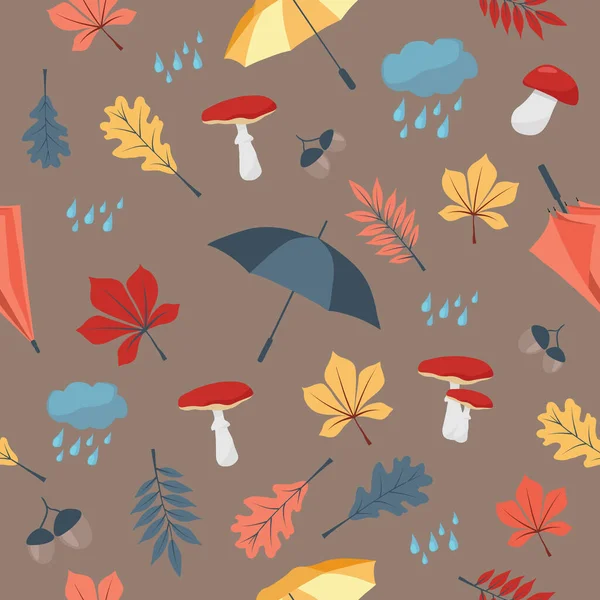 Bezešvé Vzory Podzimními Listy — Stockový vektor