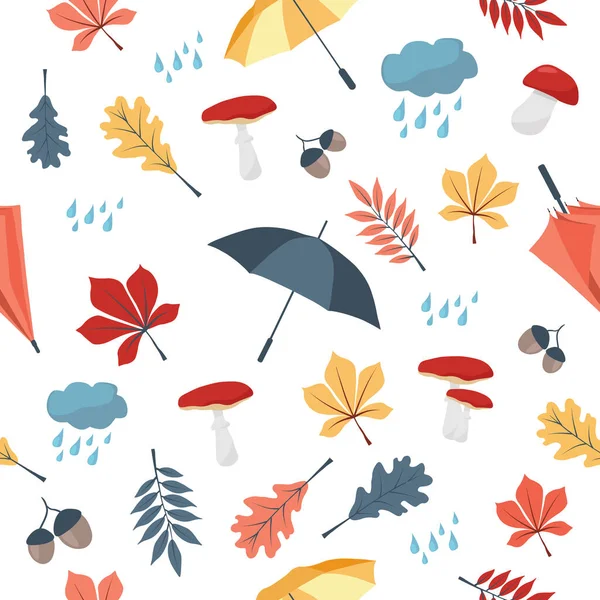 Podzimní Bezešvé Vzor Deštníky — Stockový vektor
