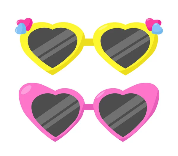 stock vector Bright colored sunglasses in the shape of a heart. Glasses for children