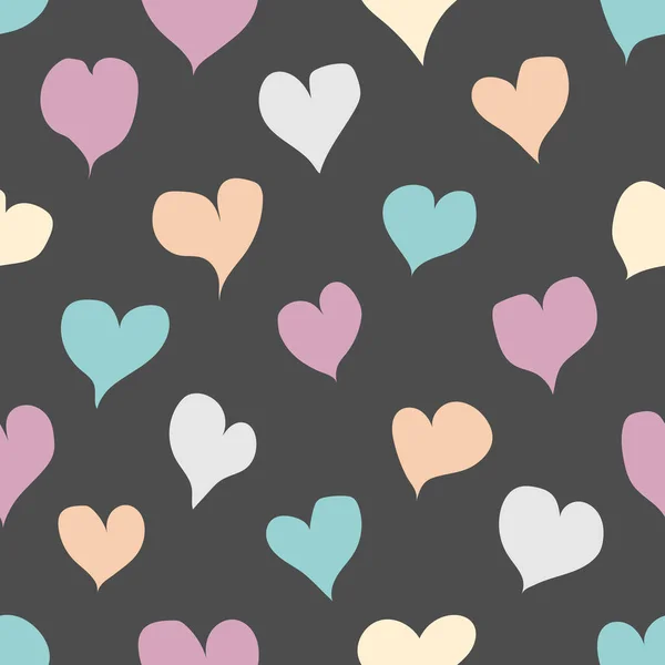 stock vector Seamless pattern with multicolored hearts on a gray background