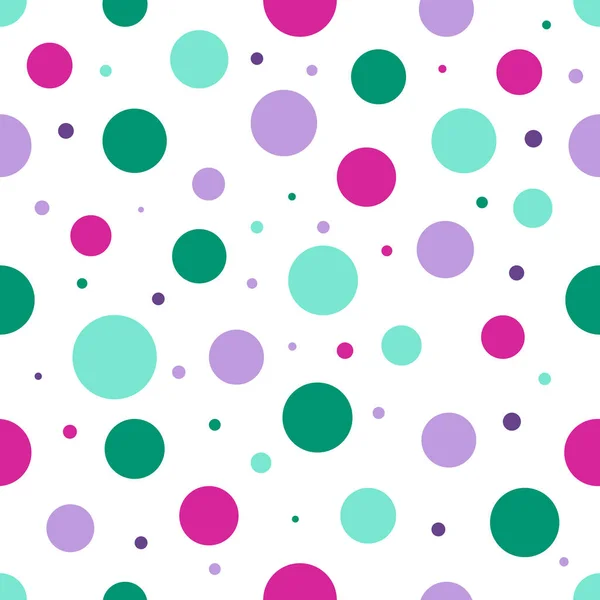 Abstract Colorful Random Polka Dot Circles Seamless Pattern White Background — Stock Vector