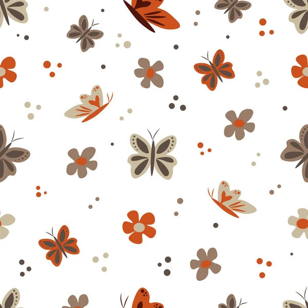 Kelebekleri Çiçekleri Olan Kusursuz Bir Patern Evet Çocuk Giysileri Masa — Stok Vektör