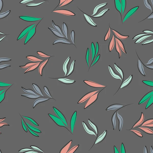 Motif Avec Des Plantes Abstraites Sur Fond Sombre — Image vectorielle