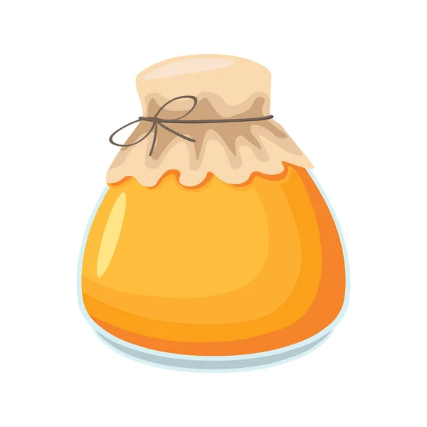 一罐蜂蜜 蜂蜜蜜蜂的有益花蜜 卡通矢量图形 — 图库矢量图片