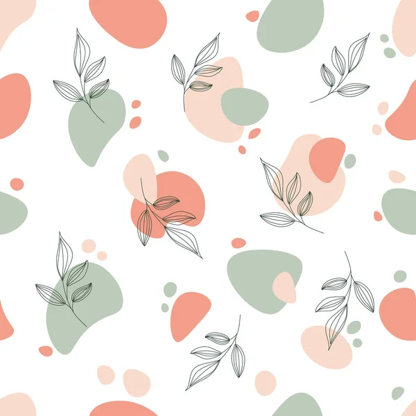Seamless Pattern Leaves Pastel Abstract Background Vector Illustration — Stock Vector