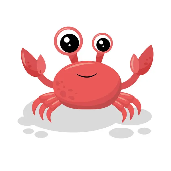 stock vector Cartoon illustration of a red smiling crab. A magical sea creature. Colorful flat design for card or children. Vector illustration