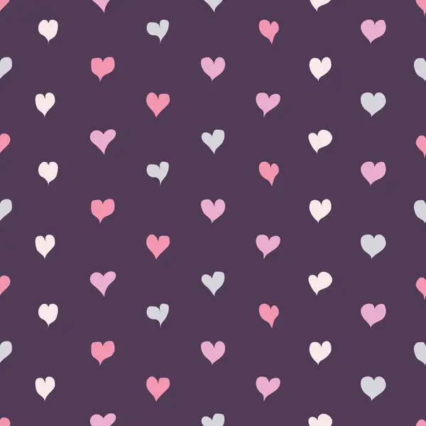 Seamless Pattern Hearts Dark Background Cute Design Fabric Wrapping Wallpaper — Stock Vector