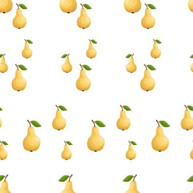 Beyaz arkaplan üzerinde düz sarı armut desenli kusursuz desen