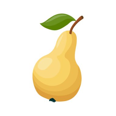 Düz biçimli sarı armut beyaz arkaplanda izole