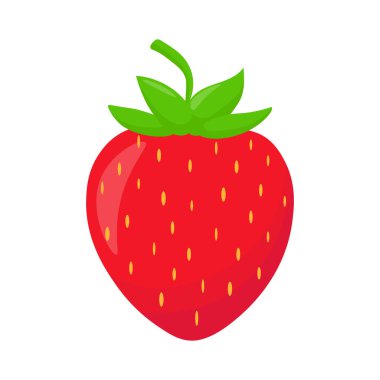 Çilek bembeyaz arka planda izole edilmiş. Vektör illüstrasyonu