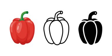 Dolmalık biber ikonları hazır. Web, mobil uygulamalar için çan biberi koleksiyonu vektör simgeleri.