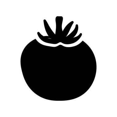 Beyaz arka planda domates silueti. Domates vektör simgesi.