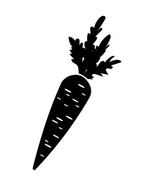 Beyaz arka planda havuç silueti. Havuç vektör simgesi.