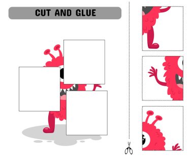 Bu eğitici çocuk oyununda, yaratıcı ve interaktif öğrenme eğlencesi için basılabilir bir kağıt içeren canavarların parçalarını kesip yapıştırın..