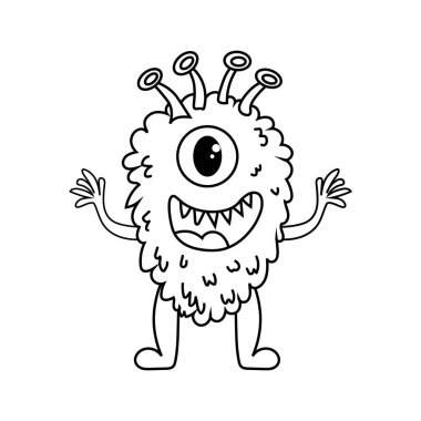 Tatlı uzaylıları olan çocuklar için boyama sayfası. Yazdırılabilir çalışma kağıdı. Anaokulundaki çocuklar için etkinlik. Vektör