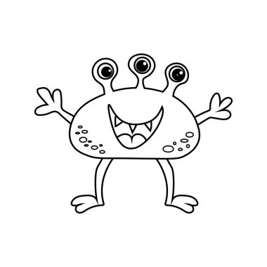 Komik canavarı olan çocuklar için boyama sayfası. Yazdırılabilir çalışma kağıdı. Anaokulundaki çocuklar için etkinlik. Vektör