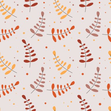 Kırmızı ve Turuncu Yapraklı Kusursuz Sonbahar Botanik Deseni