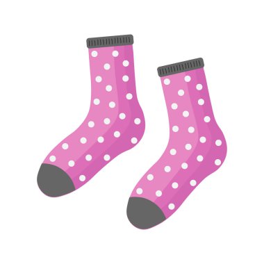 Beyaz Benekli Pembe Çoraplar ve Gri Aksanlı