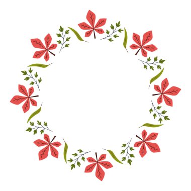 Kırmızı Yapraklar ve Ağaçlık Bitkilerle Çerçeve