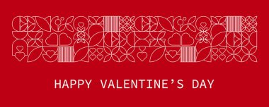 Kalpli ve Soyut Şekilli Geometrik Sevgililer Günü Kartı. 