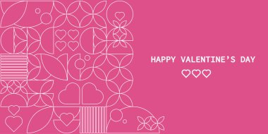 Kalpli ve Soyut Şekilli Geometrik Sevgililer Günü Kartı. 