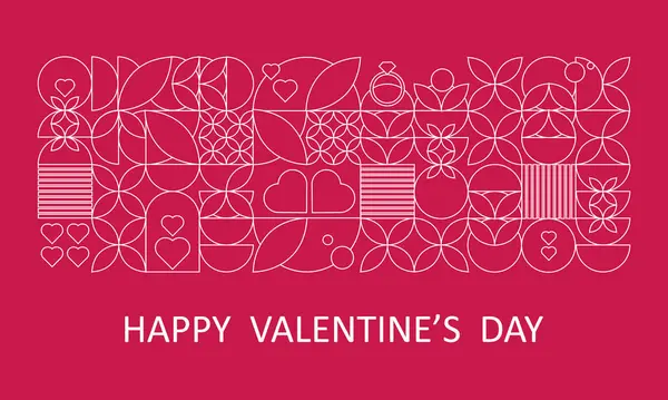 İki modern Sevgililer Günü tebrik kartı seti. Soyut geometrik kalp desenleri pembe arka planda. Minimalist romantik tasarım