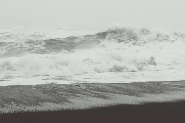 Heavy Storm Sea Beach Monochrome Landscape Photo Beautiful Nature Scenery — Stockfoto