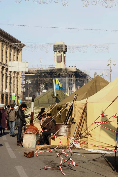 Tüntetők Sátrai Ukrán Forradalom Idején Maidan Ellen 2014 Ben — Stock Fotó