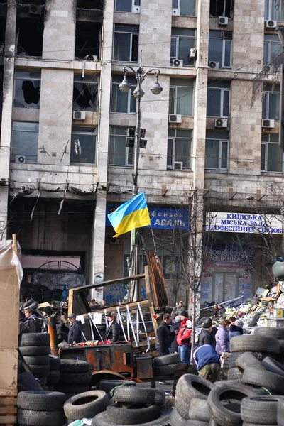 Barikádok Ukrán Forradalom Alatt Maidan 2014 Ben — Stock Fotó