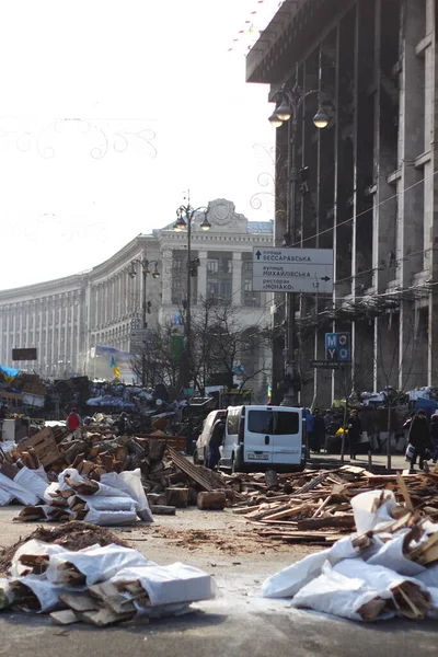 Barikádok Ukrán Forradalom Alatt Maidan 2014 Ben — Stock Fotó