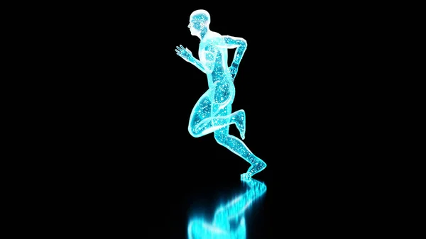 Skeleton System Running Man Bone Anatomy While Run Human Physical — Stock Photo, Image