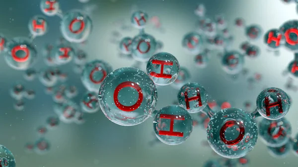 Moléculas Agua Fórmula Química Molecular H2O Inodoro Modelo Estructura Química —  Fotos de Stock