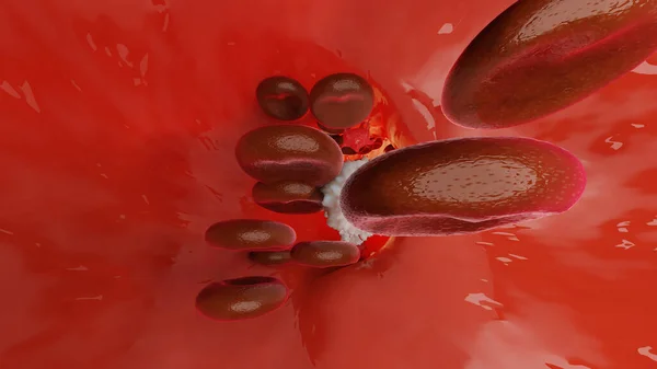 Glóbulos Rojos Una Arteria Flujo Dentro Del Cuerpo Atención Médica — Foto de Stock