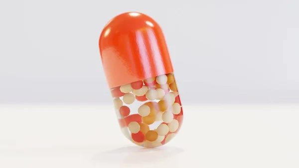Иллюстрация Реалистичных Различных Цветов Медицинских Таблеток Красочные Капсулы Обезболивающие Антибиотики — стоковое фото