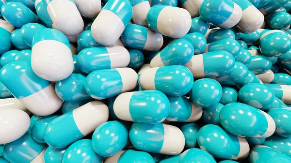 Иллюстрация Реалистичных Блю Цвета Медицинских Таблеток Красочные Капсулы Обезболивающие Антибиотики — стоковое фото
