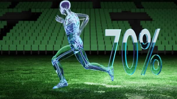 身体的水平衡 人体的水 的身体是水 人体骨骼系统 人体和运动 慢跑者 跑步者 循环动画 3D渲染 — 图库视频影像