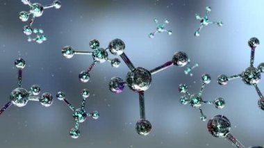 Molekül veya serum veya atom, Serum Sıvı Kremi, Kolajen Temiz Kristal Serum ve Vitamin Cilt Bakımı, Bilim veya tıbbi altyapı için soyut yapı, Şematik hidrojen, su, 3d canlandırma
