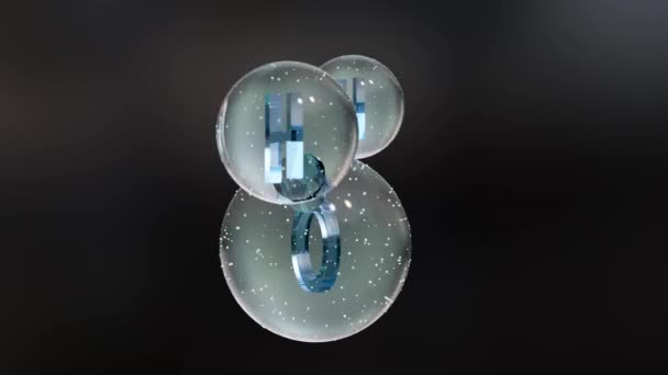 水分子 分子化学公式H2O 球棒化学结构模型 宏观液泡 3D渲染 — 图库视频影像