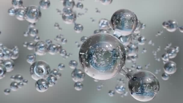 Vízmolekulák Molekuláris Kémiai Képlet H2O Szagtalan Labda Bot Kémiai Szerkezet — Stock videók