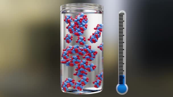 Movimento Molecular Temperatura Moléculas Vapor Água Movimento Partículas Líquido Frio — Vídeo de Stock