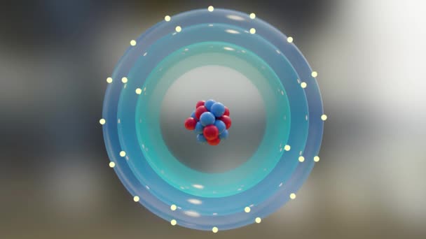 原子構造 原子模型や構造 アルファチャンネル 原子核粒子を周回する電子 単原子とその電子雲 量子力学と原子 中性子と陽子 3Dレンダリング — ストック動画