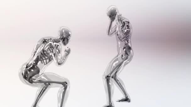 Анатомічна Анімація Боротьба Двох Чоловіків Бокс Вправи Екстремальний Спорт Тренажерний — стокове відео