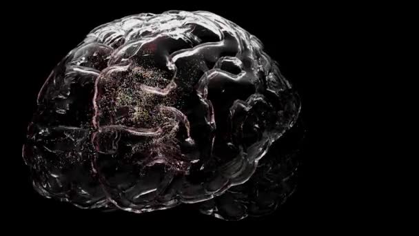 Стеклянный Мозг Математические Формулы Математическая Технологическая Концепция Цифровом Виде Рендеринг — стоковое видео
