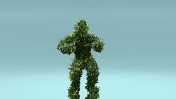 ツリーモンスターダンスクリップ孤立した 植物のキャラクター チキンダンス ホーキーポーキー 3Dレンダリング — ストック動画